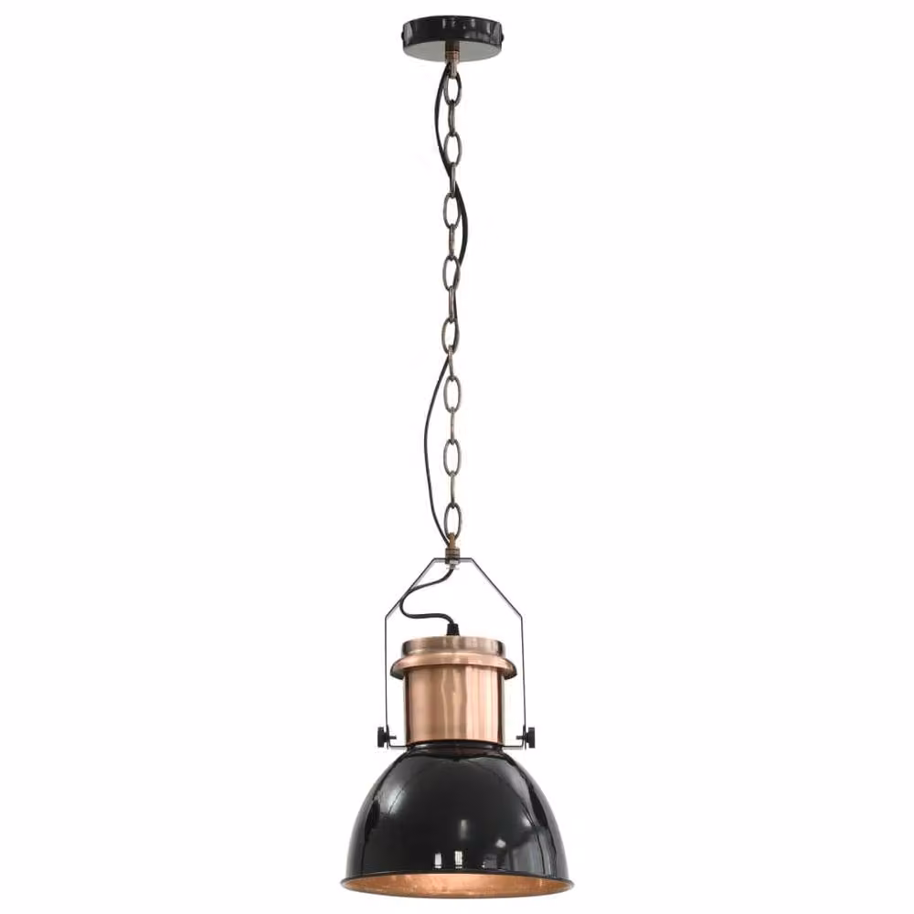 Berkfield Home Set of 2 Modern Round Suspended Ceiling Lamps in Black with E27 Metal Fitting – 3