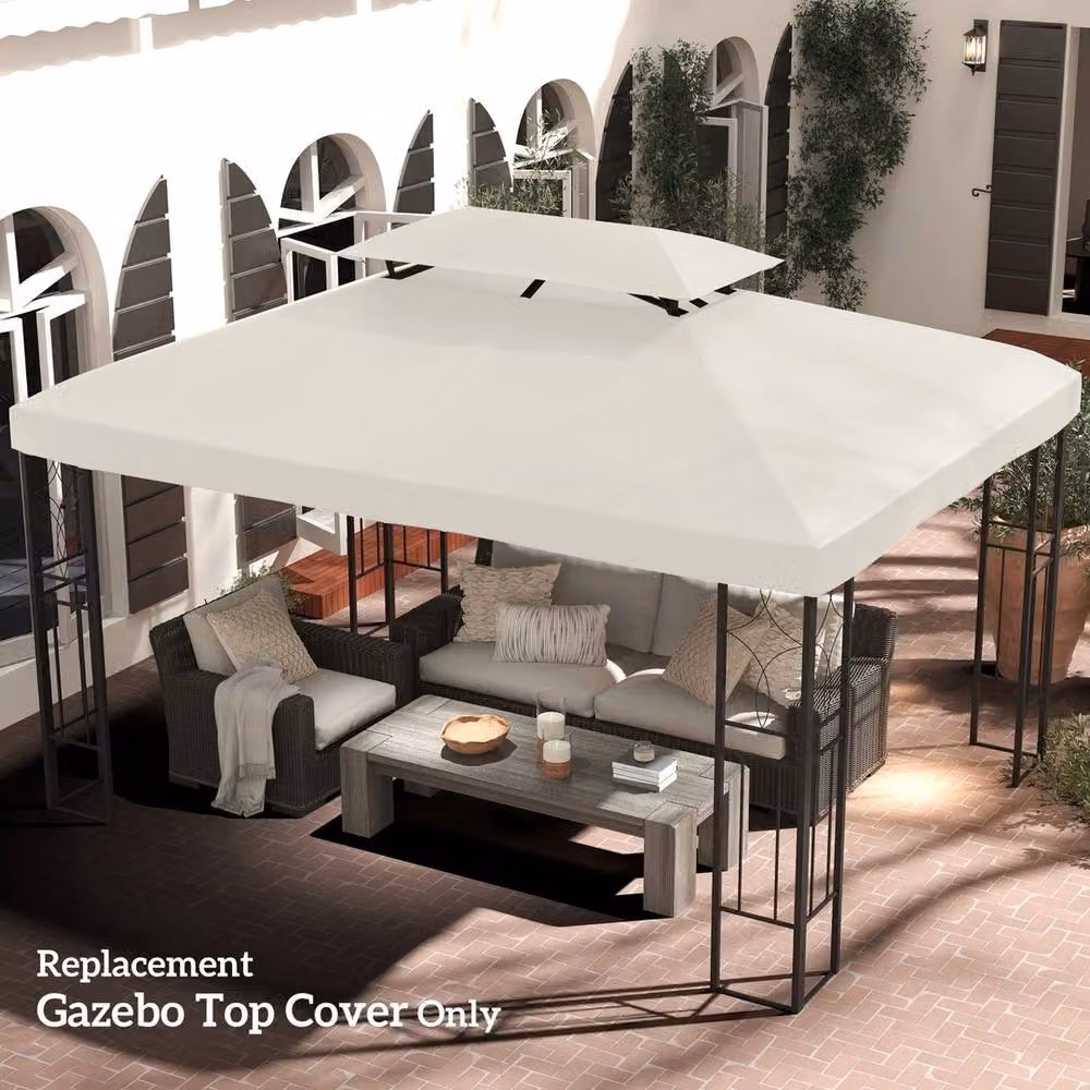 EONLION Replacement Gazebo Roof Canopy in Beige Polyester, W: 300 cm x D: 100 cm x H: 100 cm – 2