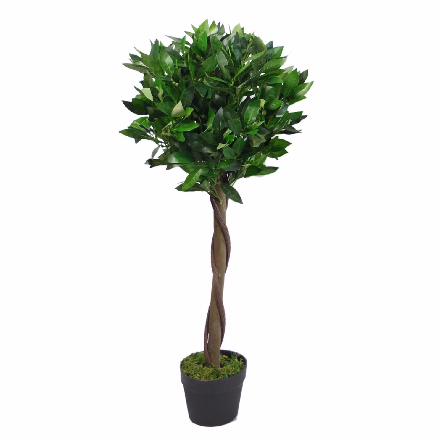 Leaf Pair of Green Twisted Stem Artificial Topiary Bay Laurel Ball Trees, Height: 90 cm – 4