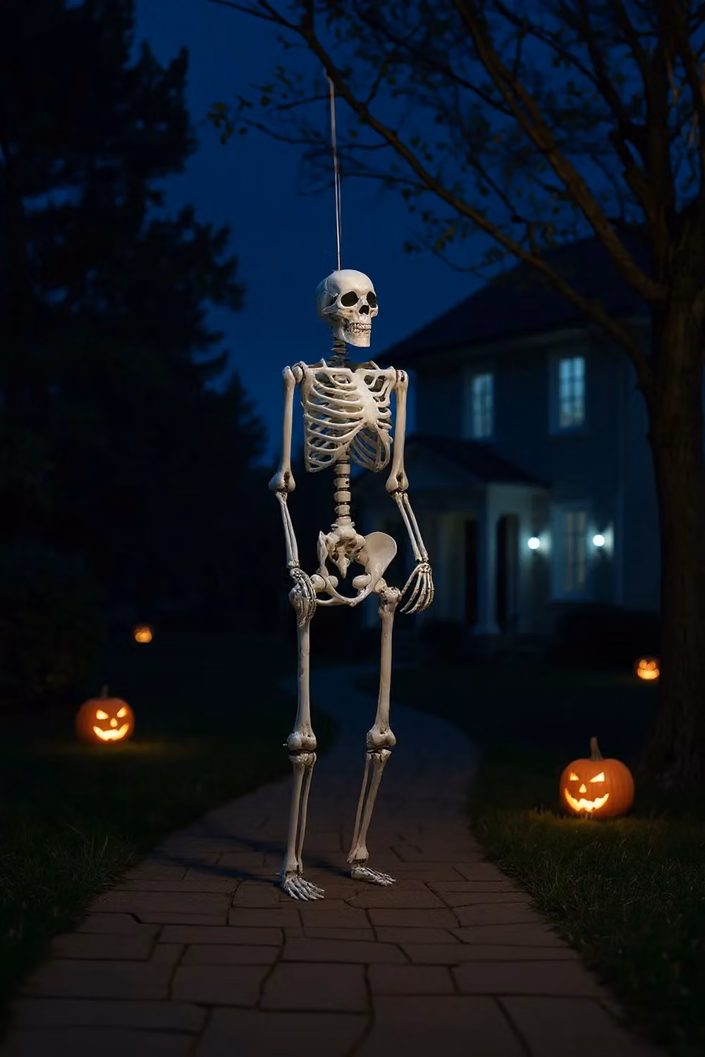 Living and Home 160cm Posable Plastic Skeleton Decoration in White for Halloween Parties – 2