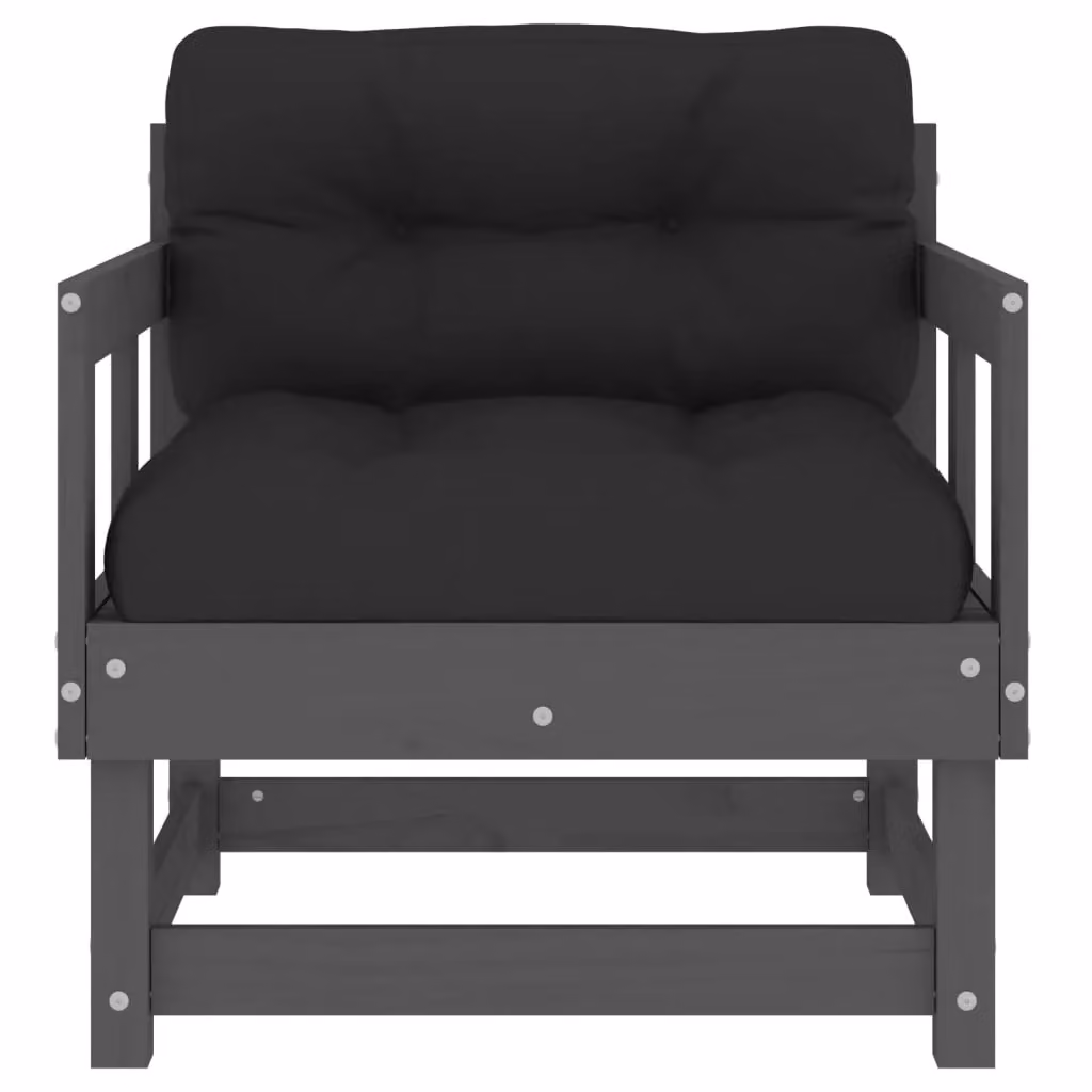 Berkfield Home Set of 2 Rustic Grey Solid Pine Garden Chairs with Cushions – 4