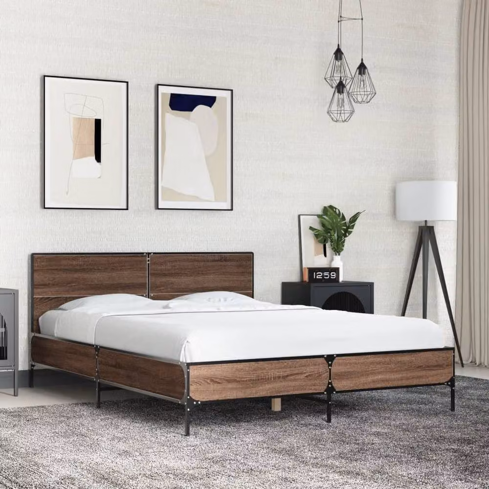 Berkfield Home Small Double Bed Frame in Brown Oak with Lift Up Base, W/D/H: 120 x 200 cm – 2