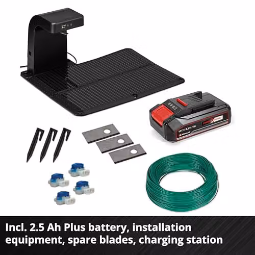 Einhell 18V Robot Lawnmower with Long-Life Rechargeable Power X-Change Battery and App Control, Black and Red – 7