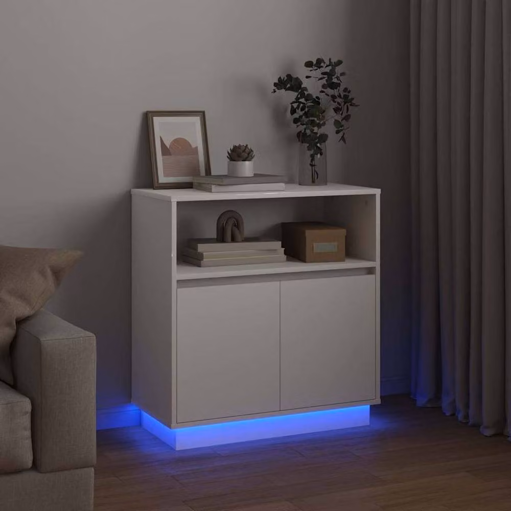 Berkfield Home White Modern Sideboard with Integrated LED Lighting, W/D/H: 75 x 34.5 x 71 cm – 3