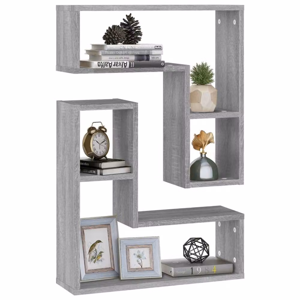 Berkfield Home Wall Mounted Shelves, 2 Piece Set, Grey Sonoma, W/D/H: 50 x 15 x 50 cm – 3