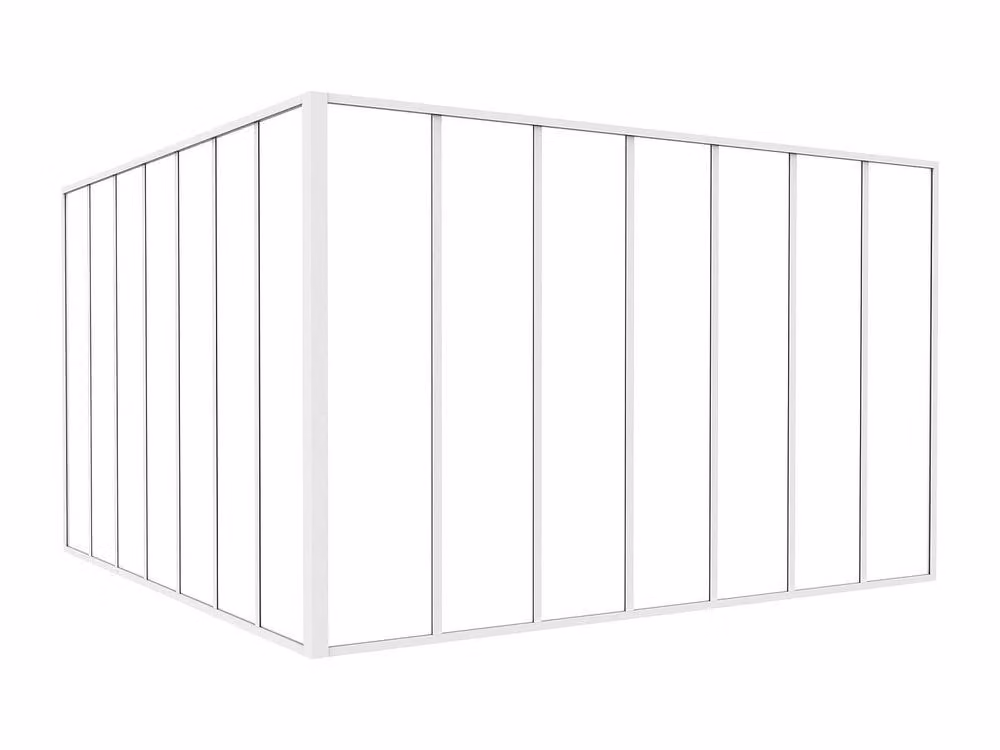 Vente-unique Corner Studio Glass Panelling in Powder-Coated Aluminium, White, W: 210 cm, L: 210 cm – 2