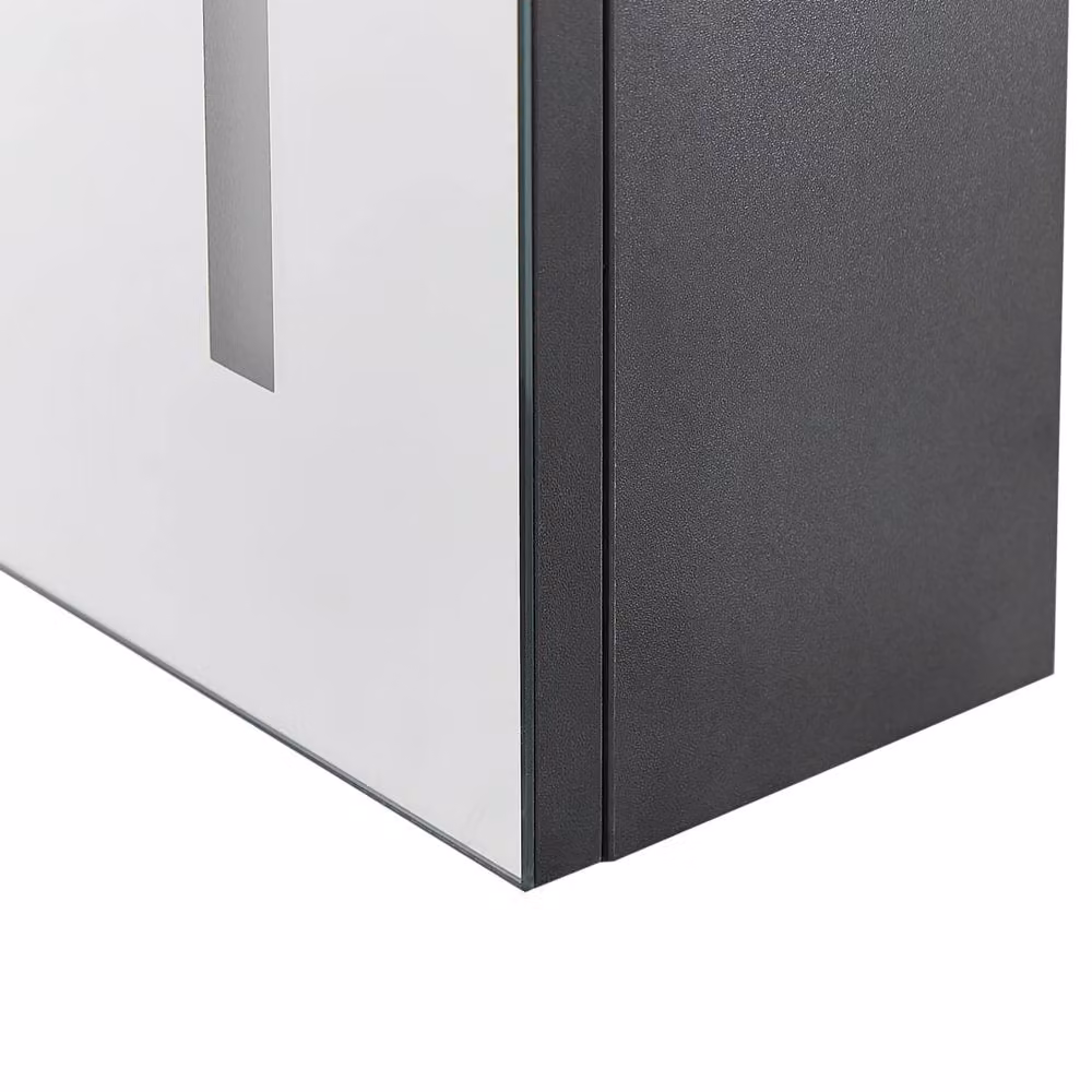 Wyld and Coco Black Plywood 2-Door LED Bath Mirror Cabinet with Sensor Switch, W: 60 cm, H: 60 cm, D: 60 cm – 4