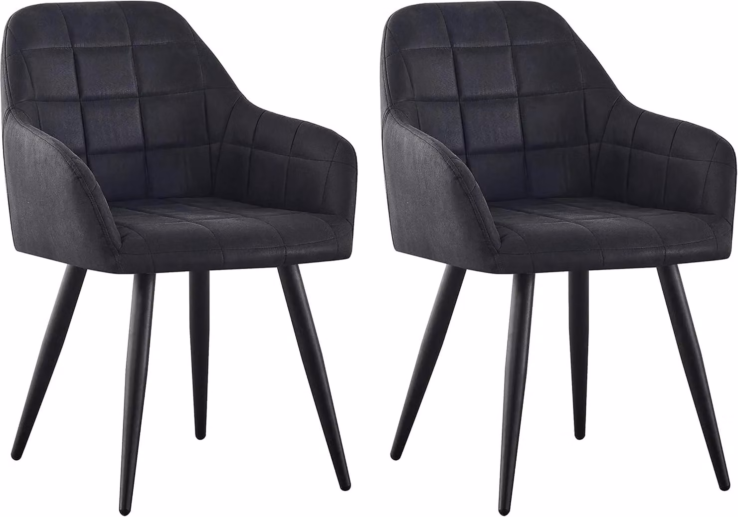 MCC Direct Adrian Set of 2 Black Faux Suede Fabric Kitchen Dining Chairs – 2