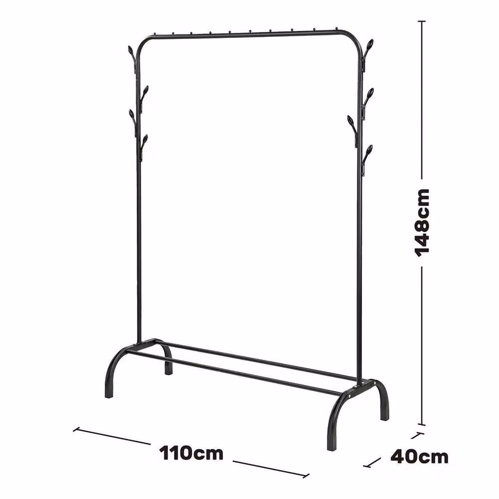 PAWNORA Matt Black Metal Minimalist Clothes Rail – 2