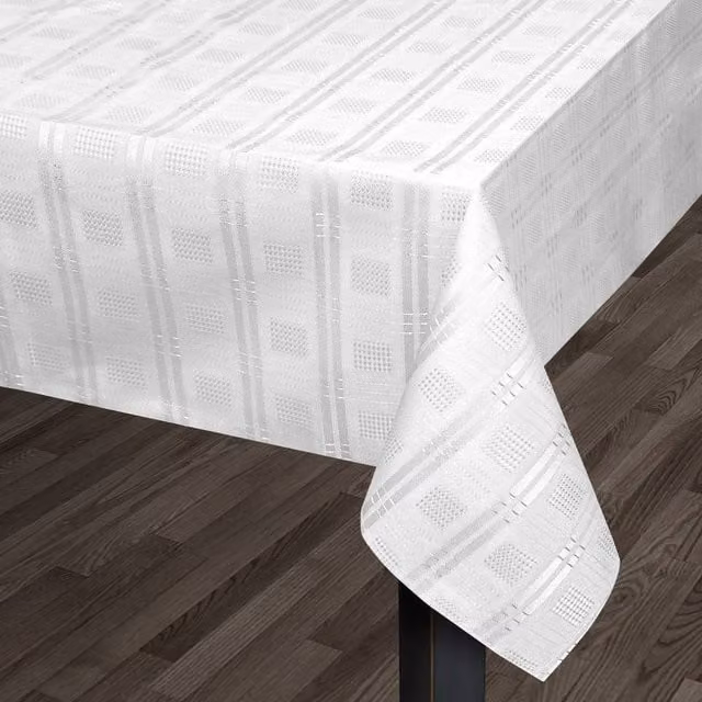 Kitchen Trends Hampton White Jacquard Polyester Tablecloth