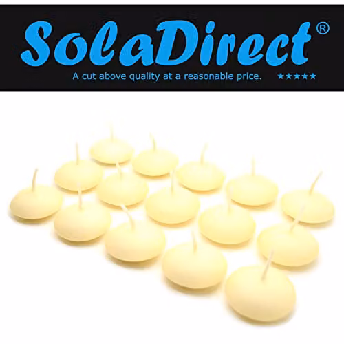 SolaDirect Unscented Ivory Matt Floating Wax Candles, Pack of 15 – 2