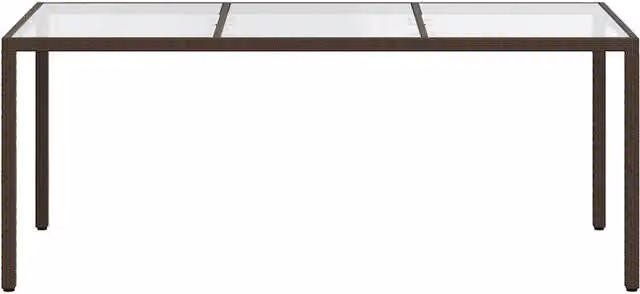 Berkfield Home Brown Poly Rattan Garden Table with Tempered Glass W/D/H: 190 x 90 x 75 cm