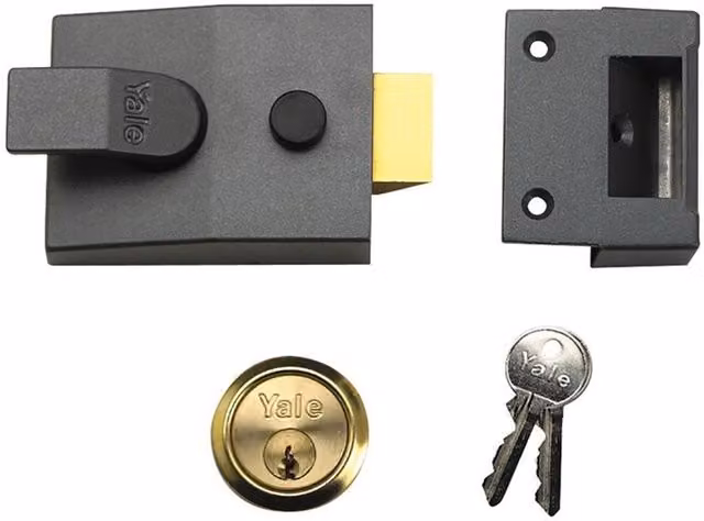 Yale 89 Series Deadlocking Nightlatch in Grey and Black