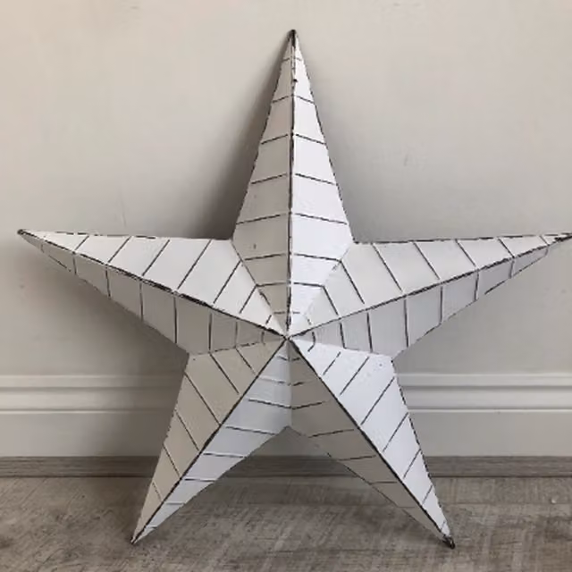 Amish Style White Metal Barn Star Wall Plaque, W/D/H: 49.5 x 49.5 x 1.0 cm