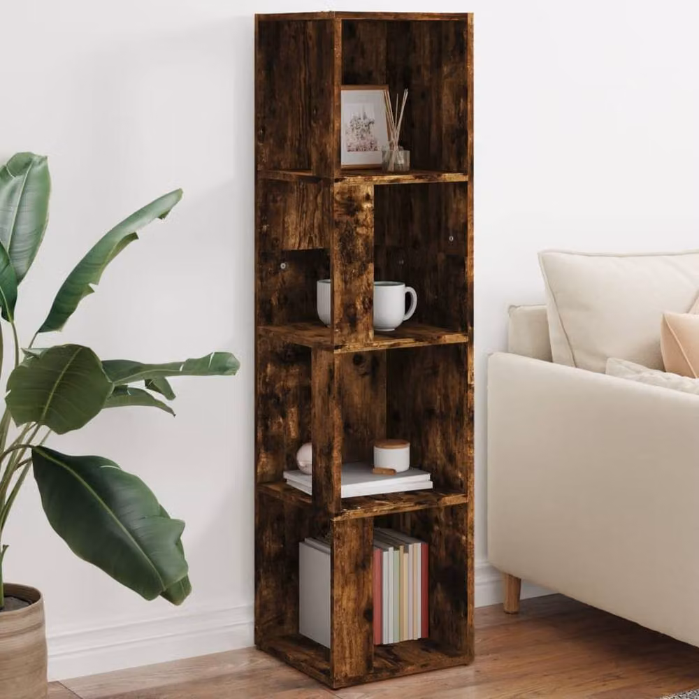 Berkfield Home Classic Corner Cabinet in Smoked Oak Brown, W/D/H: 33 x 33 x 132 cm – 2