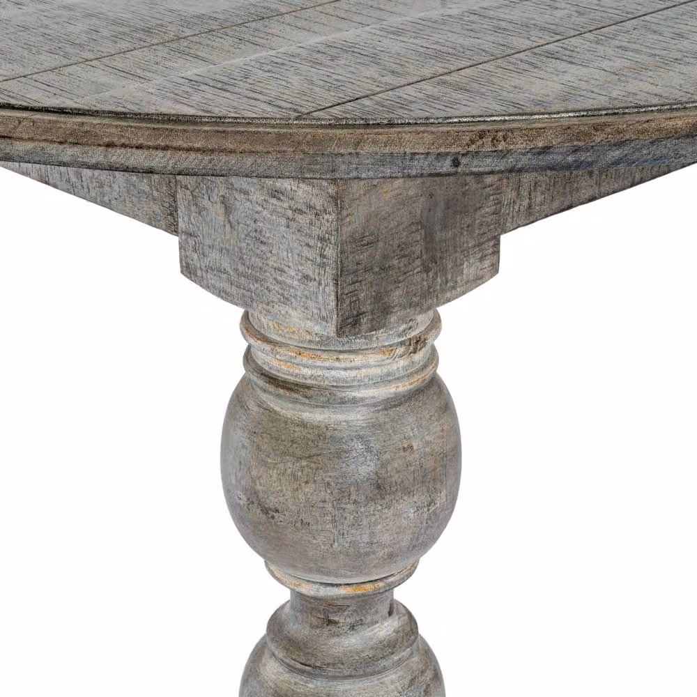Wyld Haus Montaine Round Rustic Wood Dining Table in Brown and Grey, Diameter: 120 cm, Height: 76 cm – 3