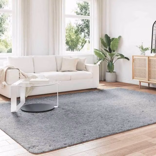 Berkfield Home NAVARRA Shaggy High Pile Rug, Light Grey, W: 240 cm, D: 340 cm – 1