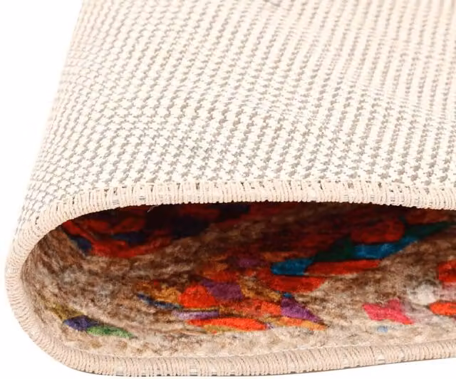 Berkfield Home Washable Multicolour Round Boho Rug with Anti Slip Base, Diameter: 120 cm