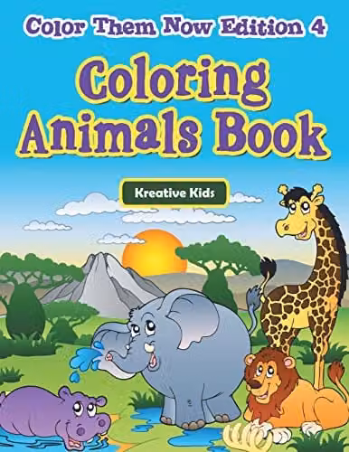 Kreative Kids Colouring Animals Book - Colour Them Now Edition 4, Multicolour, W: 27.94 cm, H: 27.94 cm