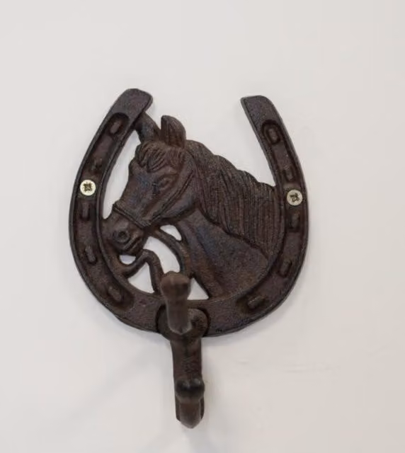KDMD Black and Brown Cast Iron Horse Shoe Coat Hooks