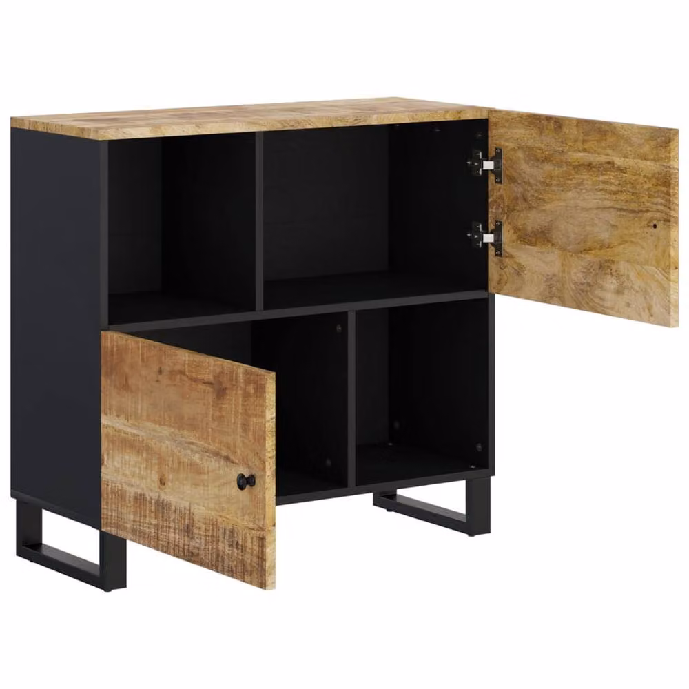 Berkfield Home Solid Mango Wood Sideboard in Brown with 2 Doors, W/D/H: 80 x 33 x 75 cm – 4