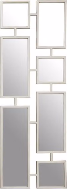 Orsina Holmes Silver Multi Frame Wall Mirror with Geometric Metal and Wood Design