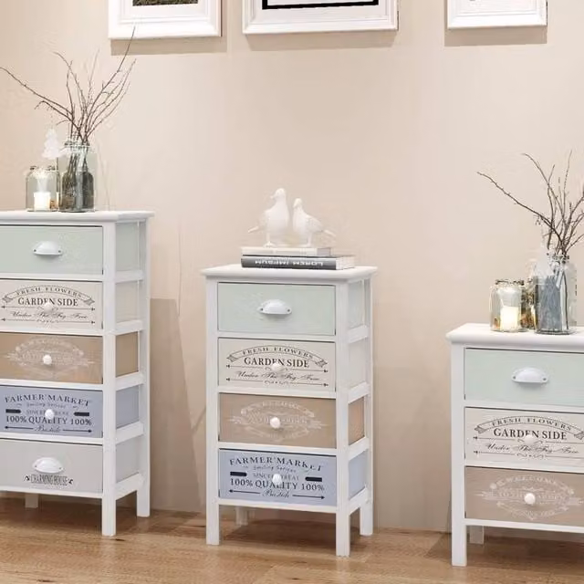 Berkfield Home French Style Wood Storage Cabinet with 4 Drawers in White