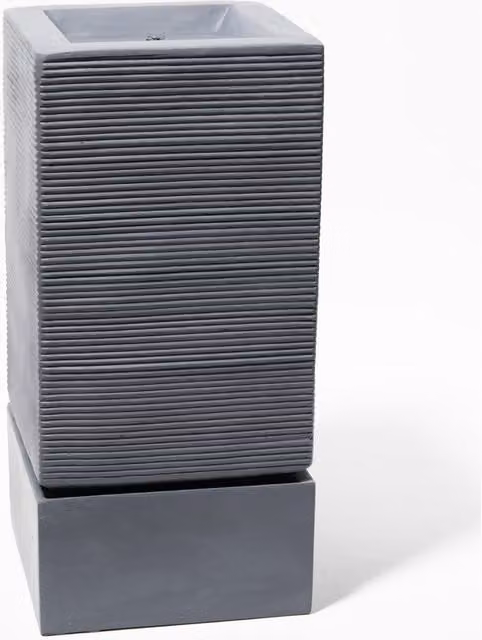 Primrose Square Rippling Column Water Feature with LEDs in Grey