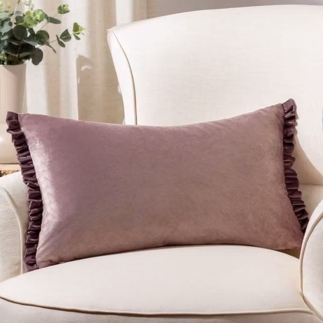 Wylder Tilly Velvet Reversible Rectangular Cushion in Purple, Pink or Grey, W/H: 50 x 30 cm – 1