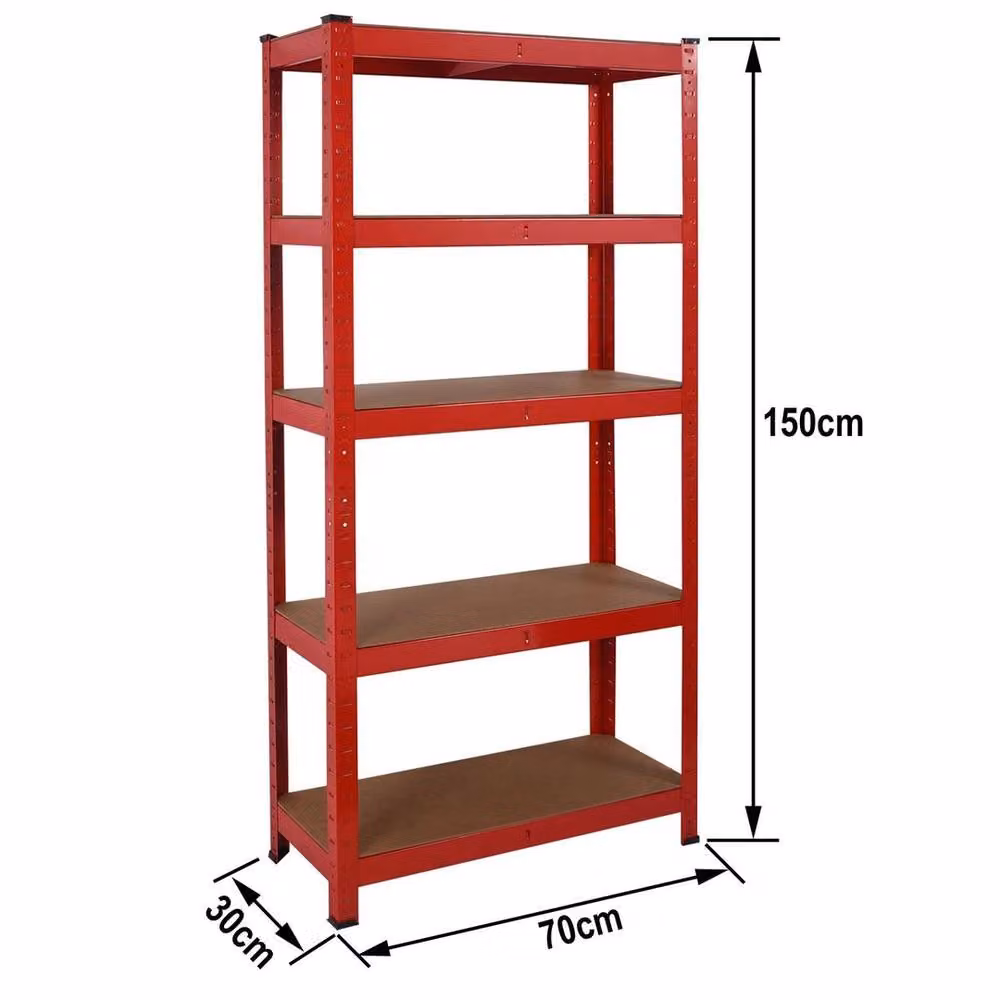 VOGREX Red 5-Tier Heavy Duty Metal and MDF Boltless Storage Rack for Garage or Shed – 2