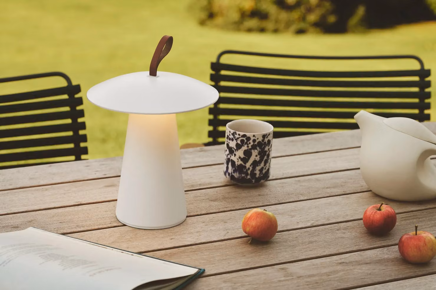 Nordlux Ara Portable LED Outdoor Garden Light, White Metal, IP54, Warm White, Rechargeable – 3