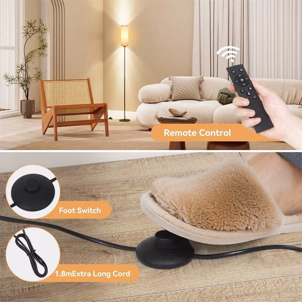 SPETLEK Modern LED Floor Lamp in Black with 3-Colour Dimmable Lighting and Magnetic Remote Control, H 155 cm x W 18 cm x D 18 cm – 3