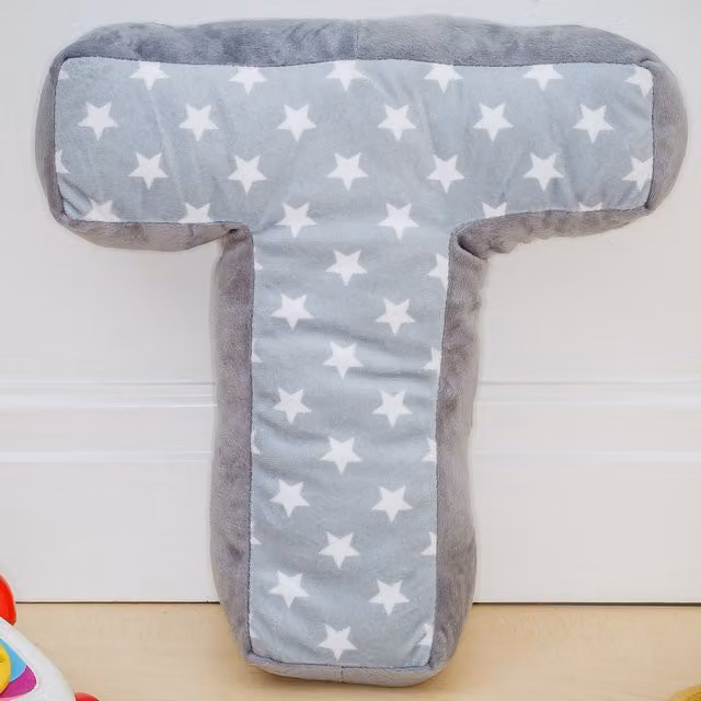 Letter Cushion T in Grey and White