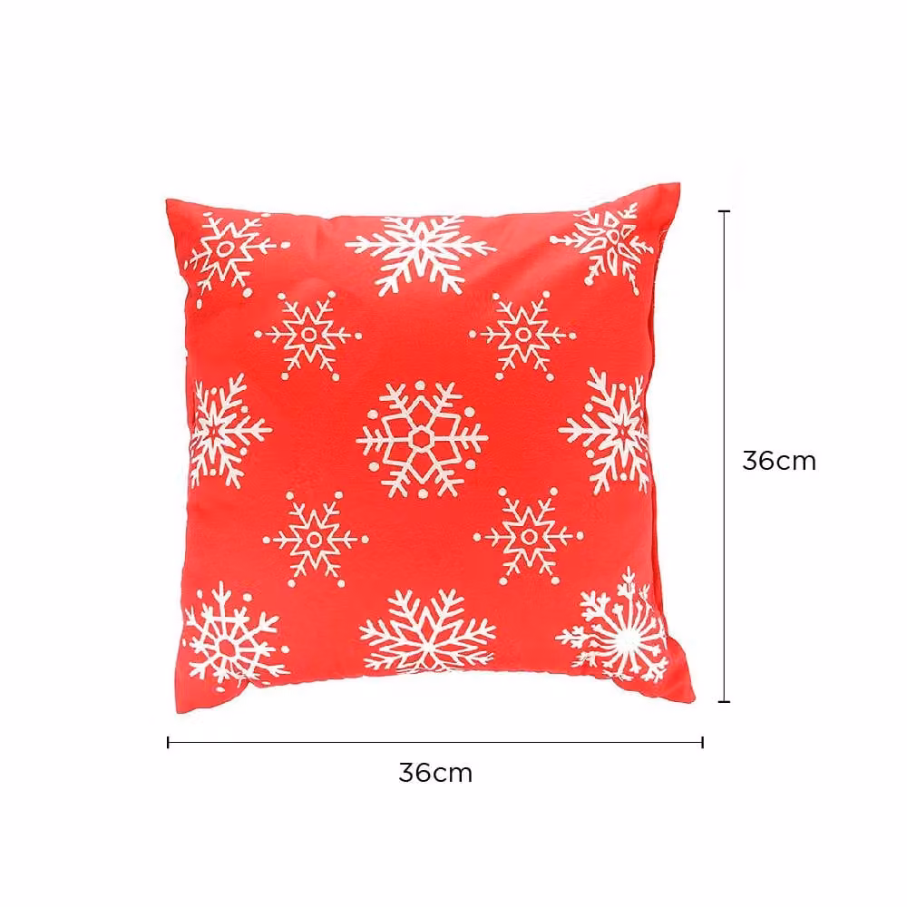 Voltico Festive Christmas Cushion with Snowflake and Santa Hat Design in Red and Grey, W/D/H: 35 x 35 x 35 cm – 2