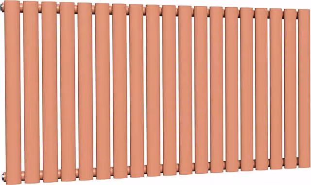Lux Heat Oval Horizontal Coloured Radiator in Coral, W: 114 cm, H: 60 cm