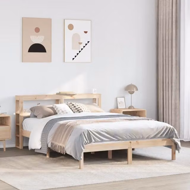 Berkfield Home Rustic Solid Wood Pine Bed Frame in Brown, W/D/H: 160 x 200 cm