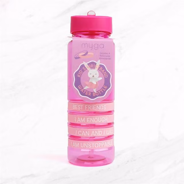 Myga Kid's Rabbit Wristband Water Bottle in Pink