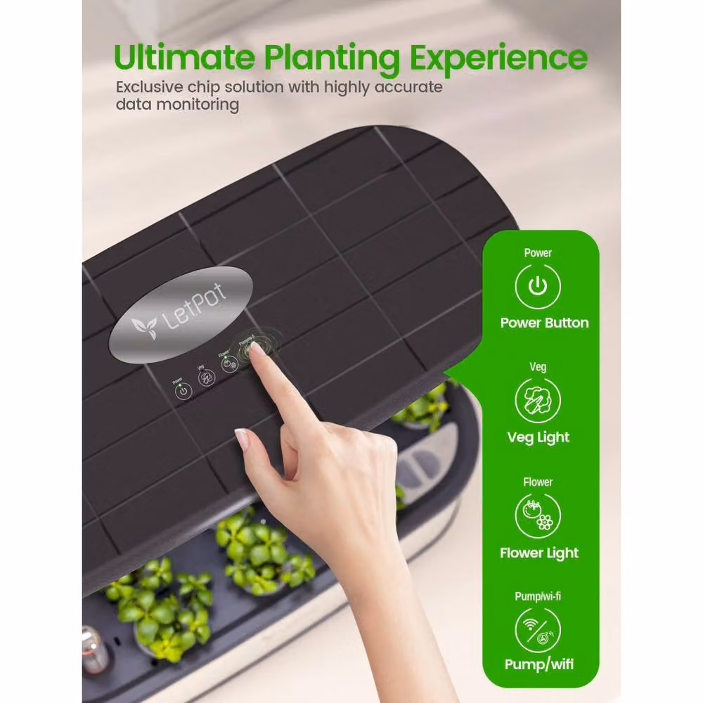 Letpot Smart Hydroponic Growing System with 12 Pods, LED Light and Water Tank, Silver – 2