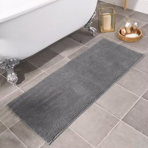 OHS Non-Slip Chenille Bath Mat in Anthracite Grey, W/D/H: 45 x 110 cm