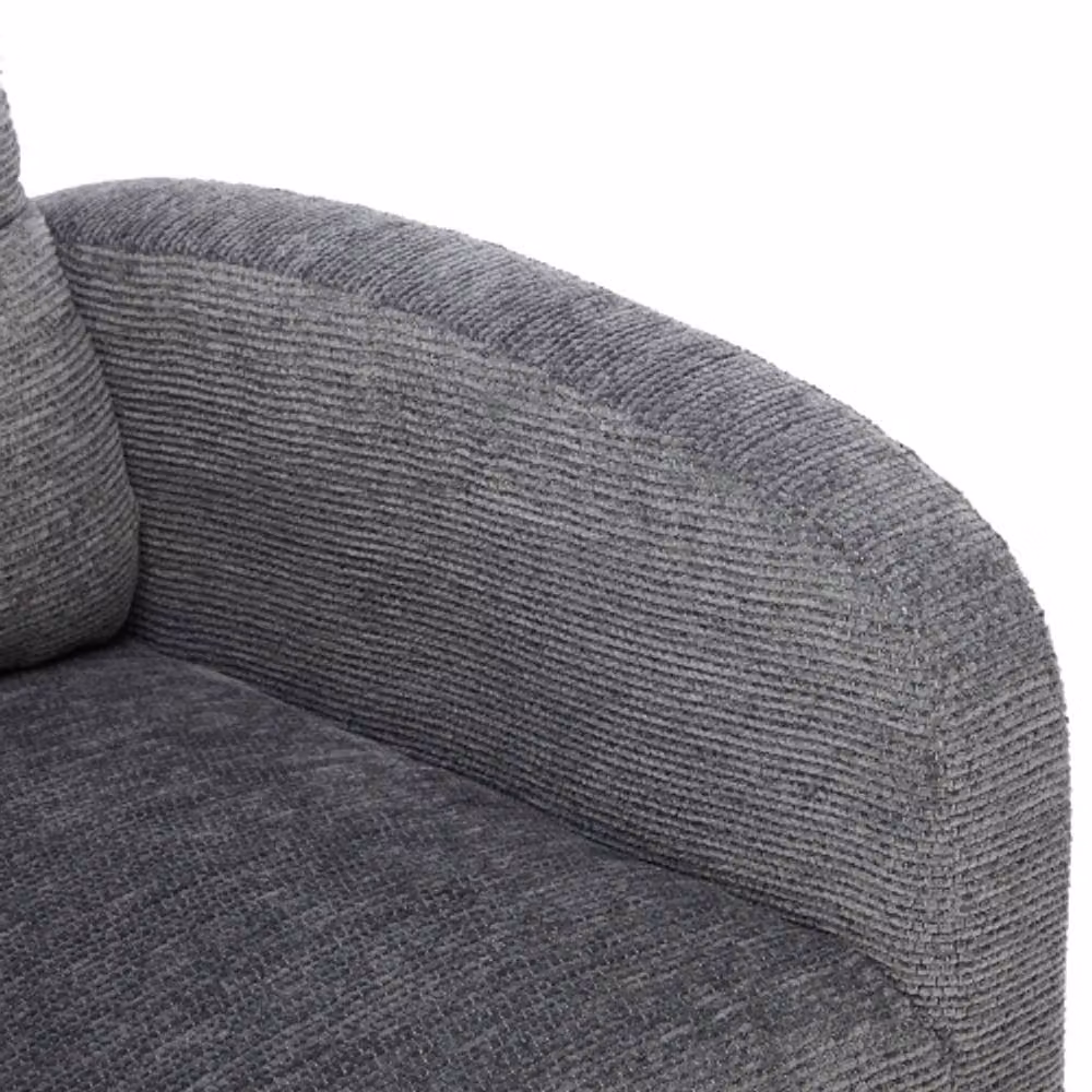 Merax Grey Bouclé Upholstered Rocking Chair with Retractable Footrest and Solid Wood Frame – 5