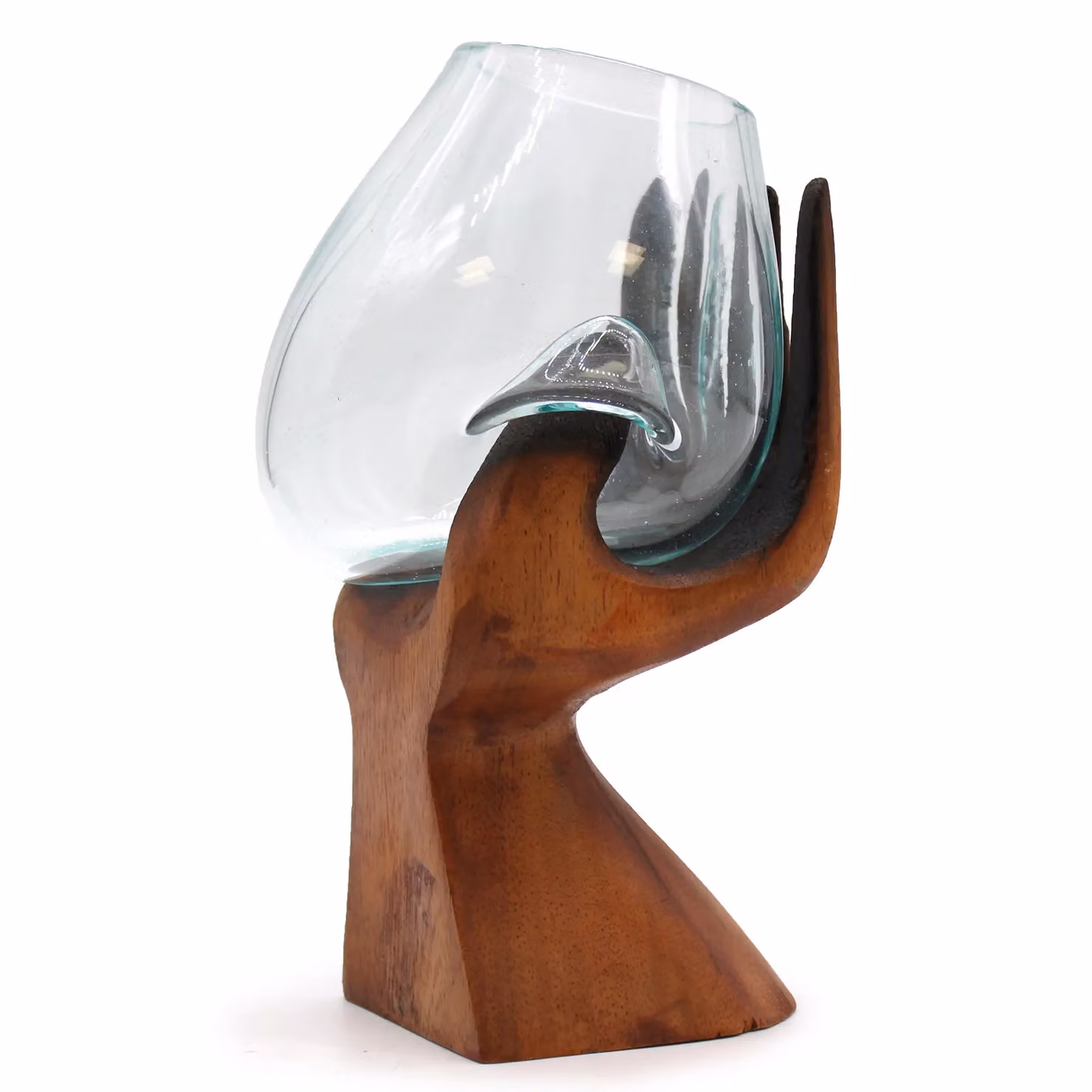 KDMD Brown Carved Hand with Molten Glass Bowl – 2