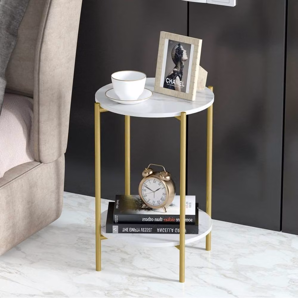FORGEVIO Modern Nordic Round White Marble Coffee Table for your Living Room – 4