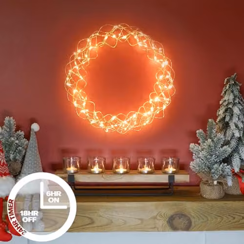mysmartbuy 140 LED Copper Wreath with Timer in Gold, Diameter: 31 cm – 2