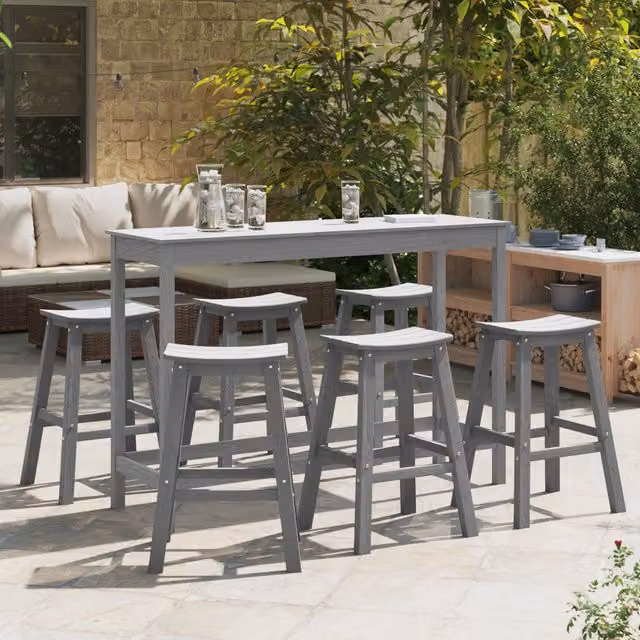 Berkfield Home Set of 9 Modern Light Grey HDPE Bar Stools