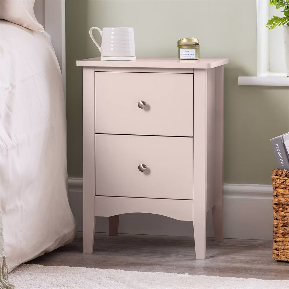 FORGEVIO Pink 2 Drawer Slim Bedside Table for your Bedroom – 2