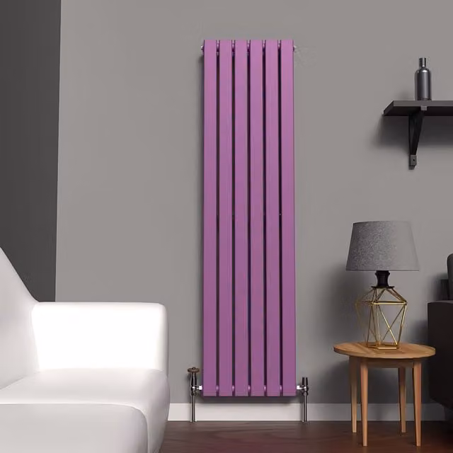 Lux Heat Flat Coloured Vertical Steel Radiator in Purple, H: 160.0 cm x W: 51.0 cm x D: 8.5 cm