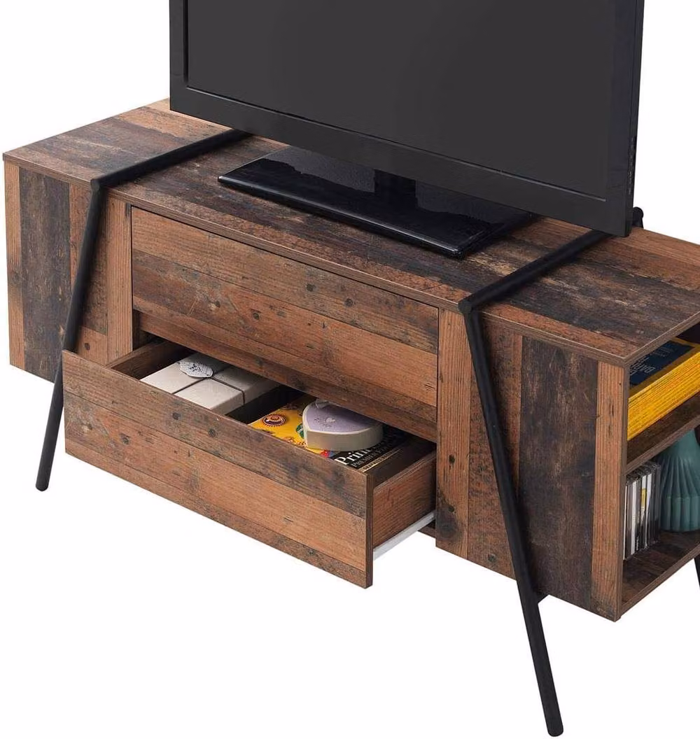 Timber Art Design Abbey TV Unit Stand Cabinet in Brown, W/D/H: 120 x 44.5 x 58 cm – 4