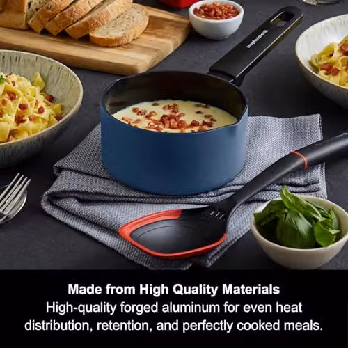 Morphy Richards Blue Aluminium and Ceramic Milk Pan, 14 cm – 2