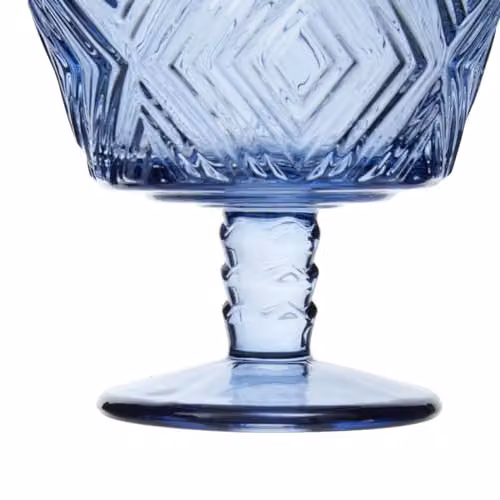 Orsina Set of Four Blue Transparent Glass Dessert Bowls with Geometric Embossed Pattern, W/D/H: 11 x 11 x 11 cm – 2