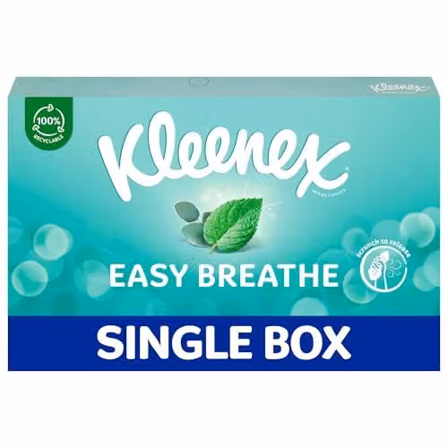 Kleenex Easy Breathe Facial Tissues Single Tissue Box Natural Menthol and Eucalyptus Green and Multicolour – 1